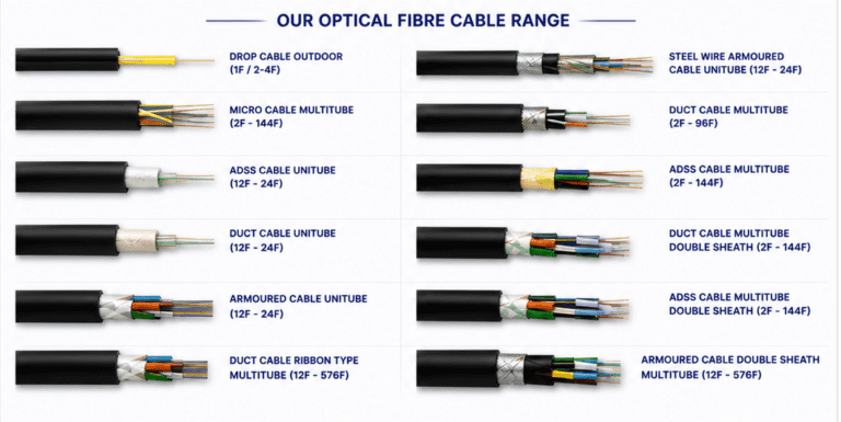 optical fibre cable types ADSS duct armoured drop cable